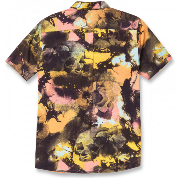 VOLCOM SKULLI PRINT DAWN YELLOW CAMICIA