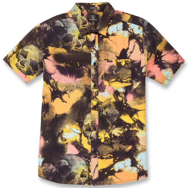 VOLCOM SKULLI PRINT DAWN YELLOW CAMICIA