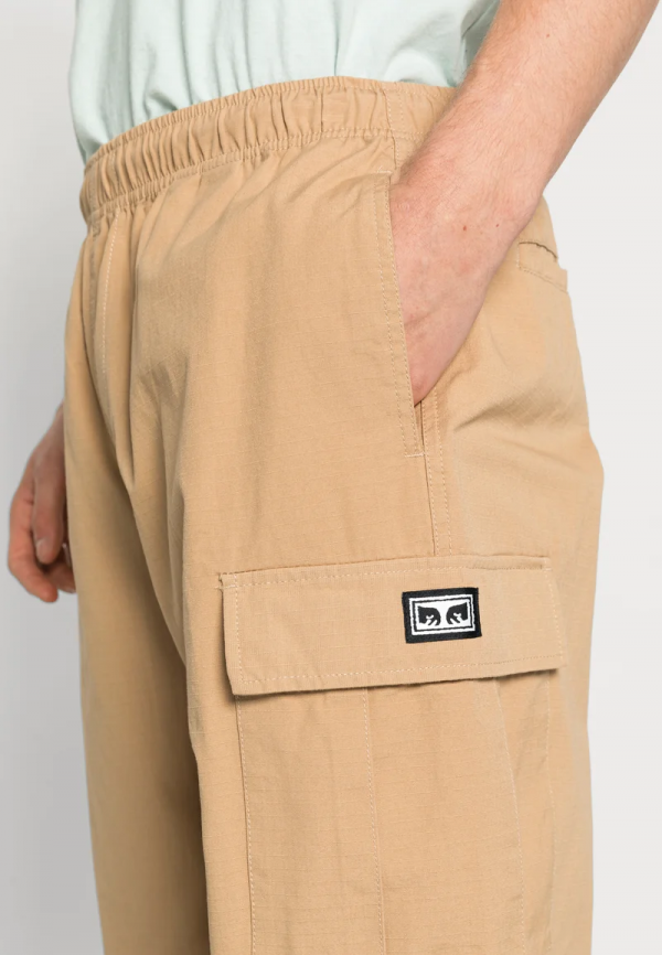 OBEY EASY RIPSTOP CARGO LIGHT KHAKI PANTALONI