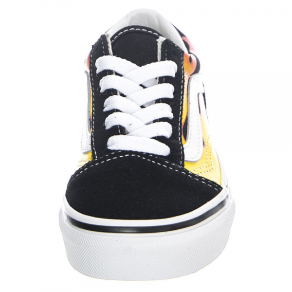 VANS OLD SKOOL FLAME BLACK/ TRUE WHITE SCARPE BAMBINO