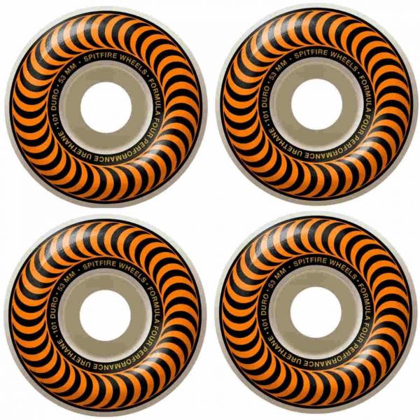 SPITFIRE WHEELS FORMULA FOUR CLASSIC 101DU 53MM ORANGE RUOTE SKATEBOARD