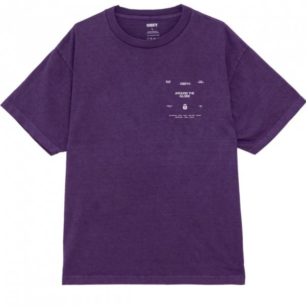 OBEY AROUND THE GLOBE PIGMENT IMPERIAL PURPLE T-SHIRT