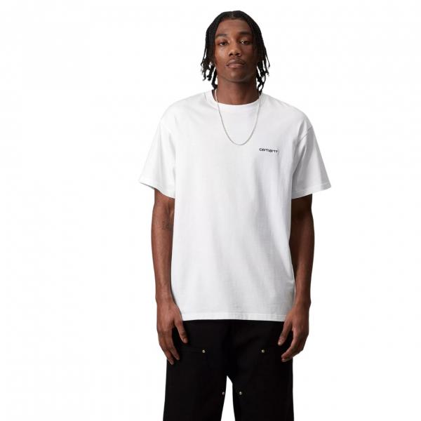 CARHARTT WIP S/S SCRIPT EMBROIDERY WHITE/ BLACK T-SHIRT