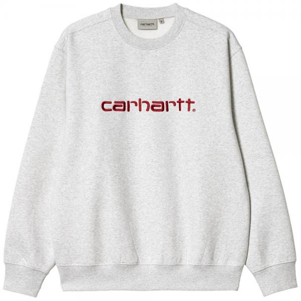 CARHARTT WIP SWEAT ASH HEATHER/ROCKET FELPA