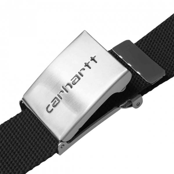 CARHARTT WIP CLIP BELT CHROME BLACK