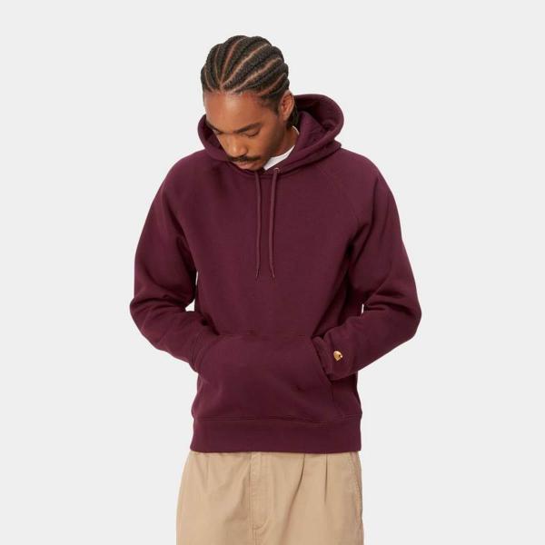 CARHARTT WIP HOODED CHASE SWEATSHIRT AMARONE/GOLD