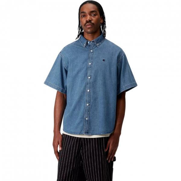 CARHARTT WIP S/S LUCAS SHIRT BLUE (STONE WASHED)