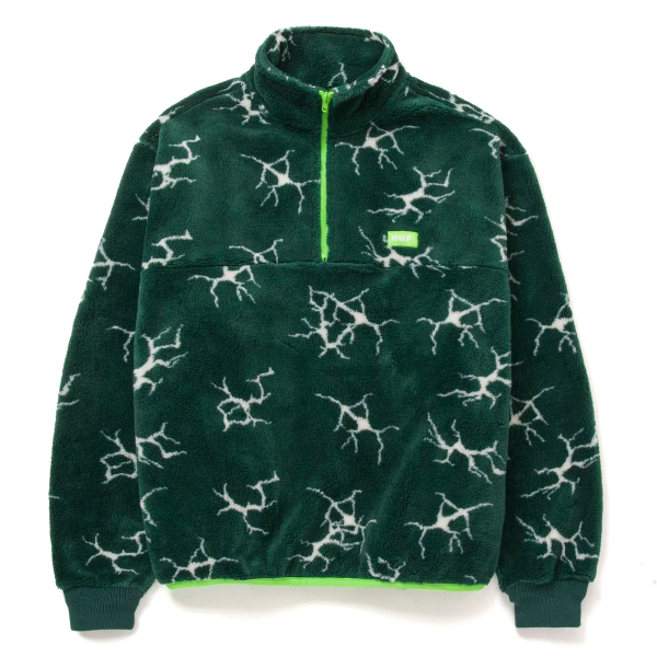 HUF QUAKE SHERPA 1/4 ZIP FOREST GREEN PILE