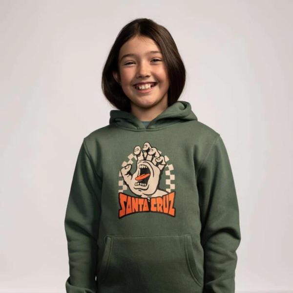 SANTA CRUZ CHECK GATEWAY HAND FRONT FELPA BAMBINO