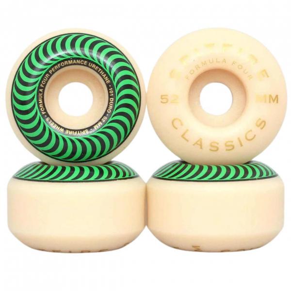 SPITFIRE WHEELS FORMULA FOUR CLASSIC 101DU 52MM GREEN RUOTE SKATEBOARD