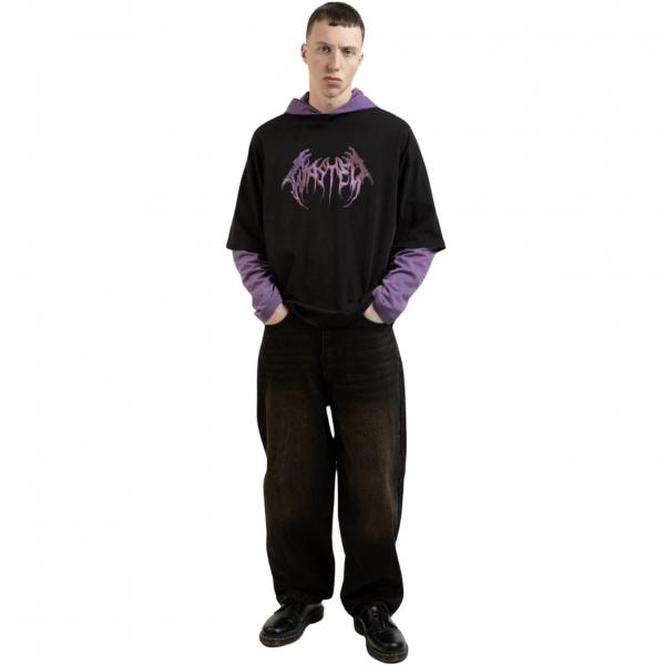 WASTED PARIS AGE SLUG HOODIE FADED BLACK/PURPLE T-SHIRT